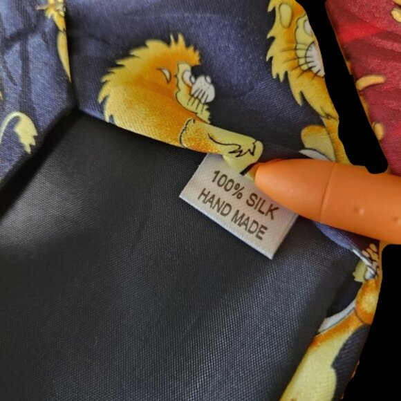 Gold City 100% Silk Handmade Ties (2)– Winnie the Pooh & Cartoon Lions - Picture 3 of 6